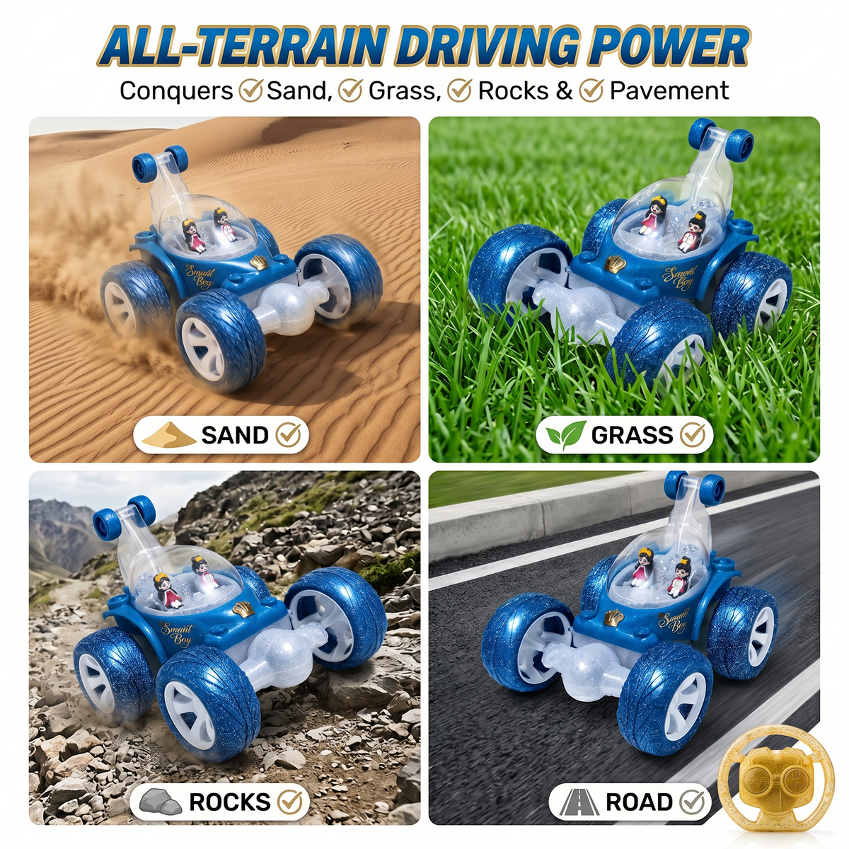 Flash RC Car for Kids | High-Speed Rechargeable Remote Control Car – Blue