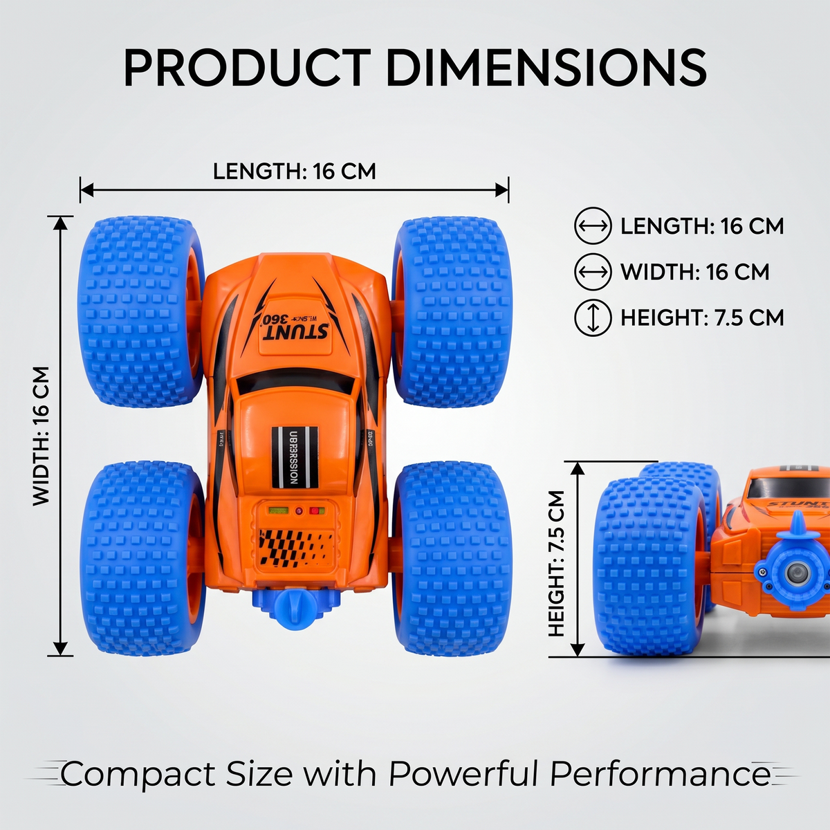RC Thunder car Rechargeable, 360º Rotation car, Double-Sided Driving, Smoke Car, Remote Control (orange)