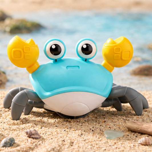 carb toyz Rechargeable Crawling Crab Baby Toys for 6 to 12 Months with Light & Sound | Sensory Interactive Moving Musical Tummy Time Activity for Babies & Toddlers | Birthday Gift for Kids Electric Toy (blue)