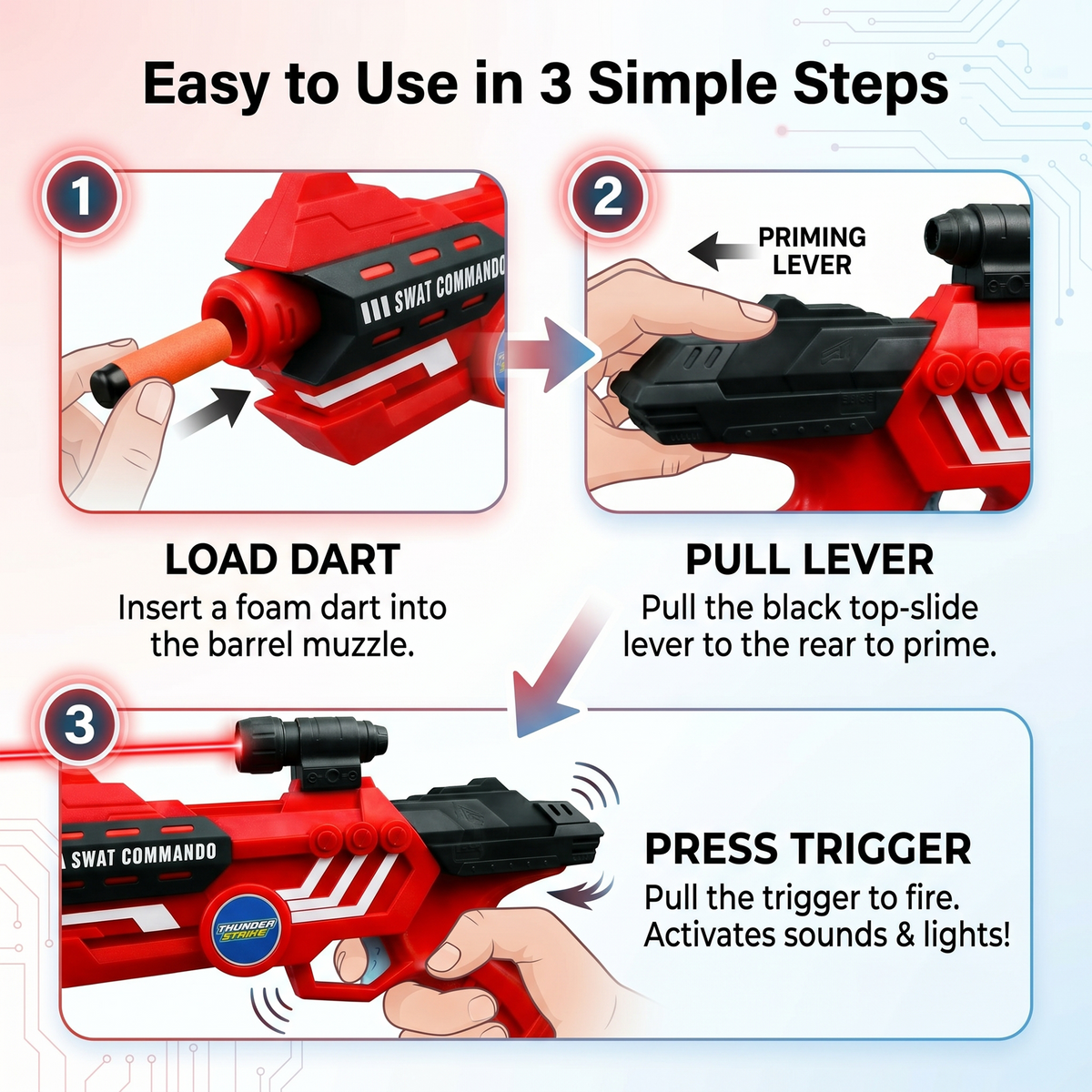 116M-Bullet Gun Toy - Safe Plastic Gun with 10 Bullets, Effective Range of 40 Feet, Ideal for Kids Above 3 Years, BIS Approve- (Red)