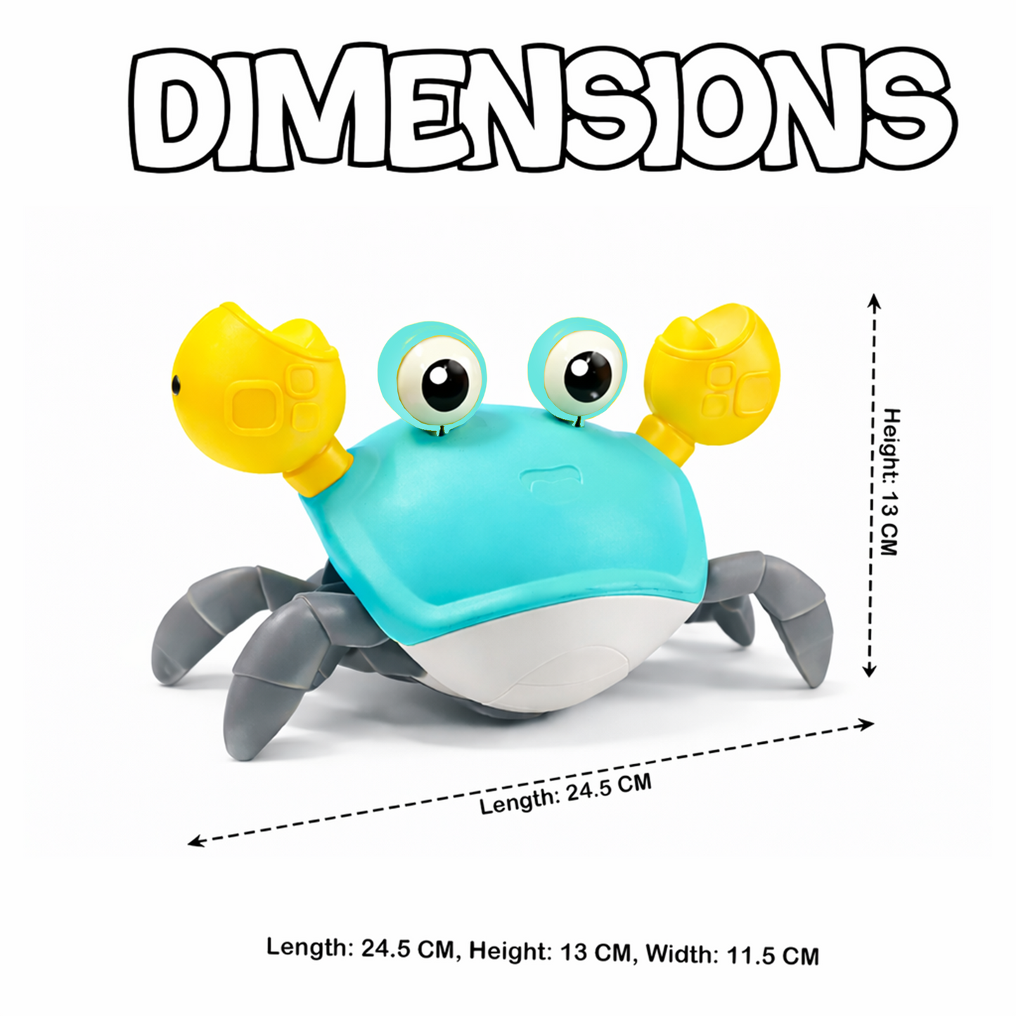 carb toyz Rechargeable Crawling Crab Baby Toys for 6 to 12 Months with Light & Sound | Sensory Interactive Moving Musical Tummy Time Activity for Babies & Toddlers | Birthday Gift for Kids Electric Toy (blue)