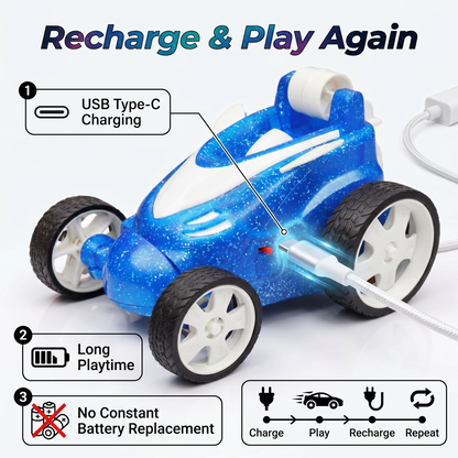 Remote Control Stunt Car with Smoke Effect USB Rechargeable Drift Toy (Blue)