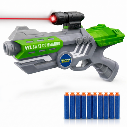 116M-Bullet Gun Toy - Safe Plastic Gun with 10 Bullets, Effective Range of 40 Feet, Ideal for Kids Above 3 Years, BIS Approve- (Green)