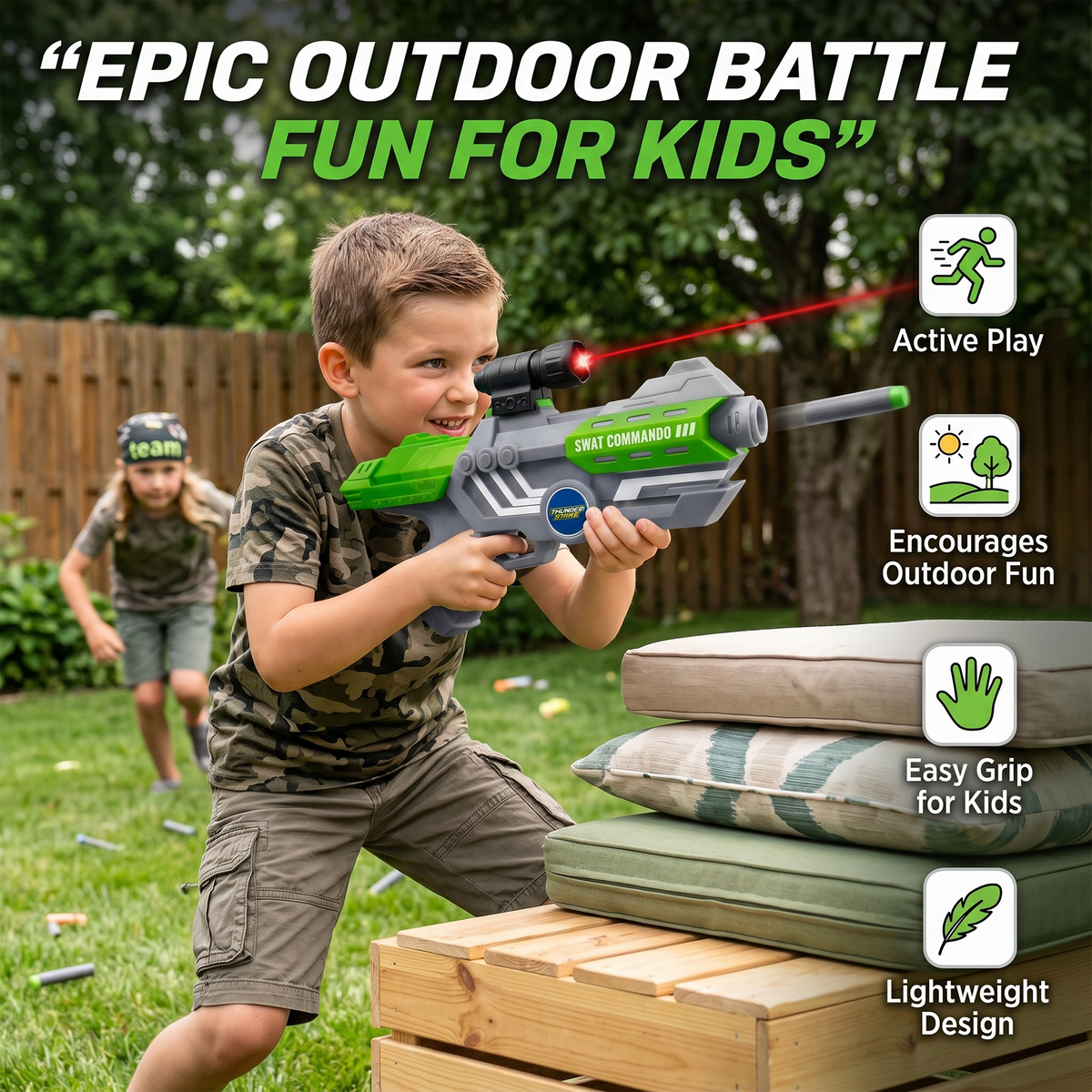 116M-Bullet Gun Toy - Safe Plastic Gun with 10 Bullets, Effective Range of 40 Feet, Ideal for Kids Above 3 Years, BIS Approve- (Green)