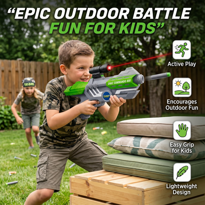 116M-Bullet Gun Toy - Safe Plastic Gun with 10 Bullets, Effective Range of 40 Feet, Ideal for Kids Above 3 Years, BIS Approve- (Green)