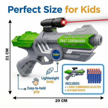 116M-Bullet Gun Toy - Safe Plastic Gun with 10 Bullets, Effective Range of 40 Feet, Ideal for Kids Above 3 Years, BIS Approve- (Green)
