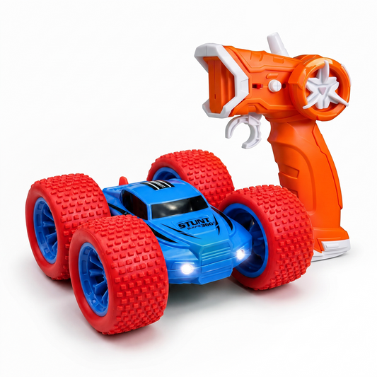 RC Thunder car Rechargeable, 360º Rotation car, Double-Sided Driving, Smoke Car, Remote Control (Blue))