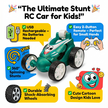Small Stunt RC Car for Kids | Rechargeable High-Speed Remote Control Car – Glassy Green