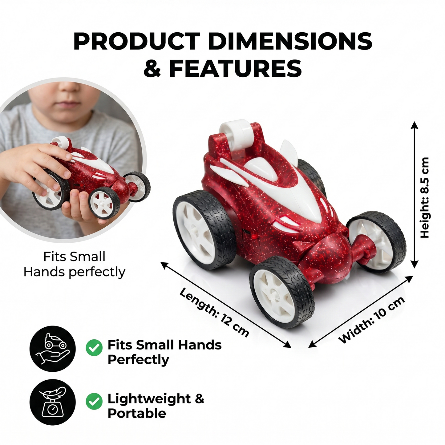 Remote Control Stunt Car with Smoke Effect USB Rechargeable Drift Toy (red)