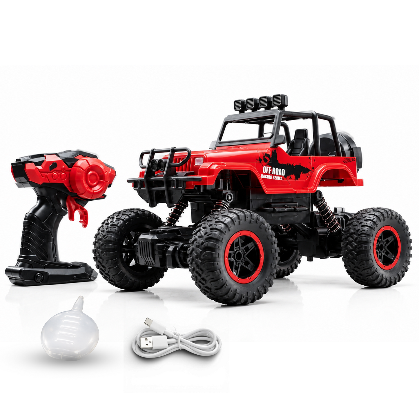 Remote Control Rock Crawler Car | Off Road RC Car | Rechargeable | 6121 (red)