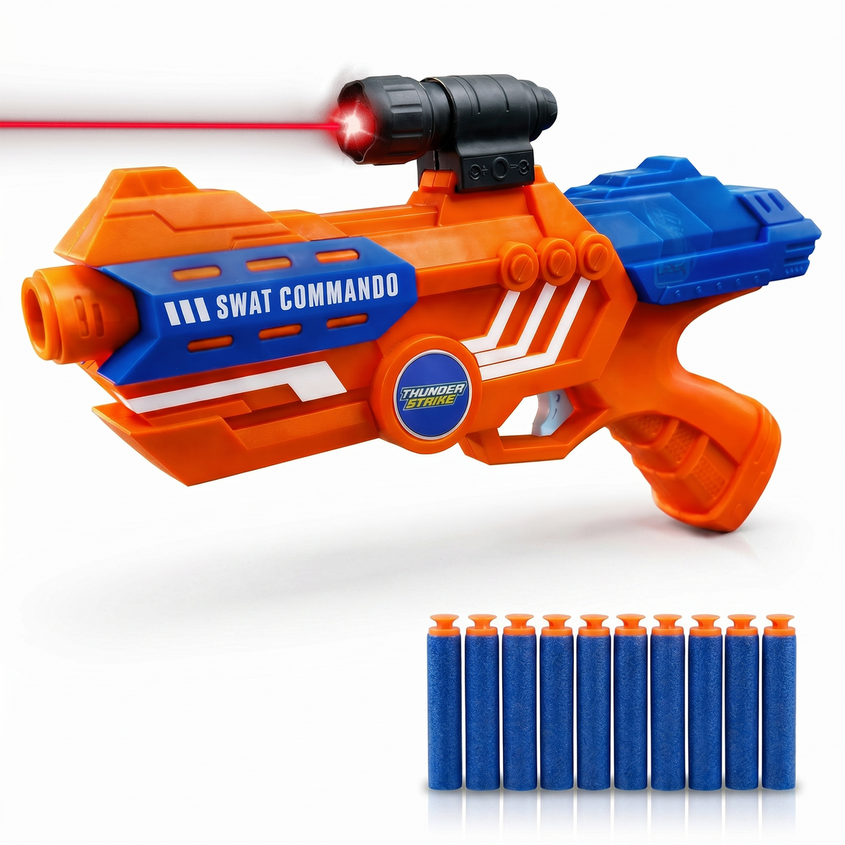 116M-Bullet Gun Toy - Safe Plastic Gun with 10 Bullets, Effective Range of 40 Feet, Ideal for Kids Above 3 Years, BIS Approve- (Orange)