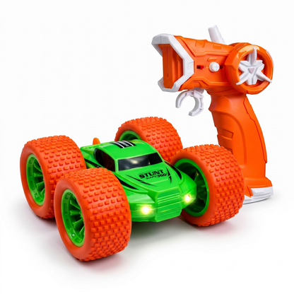 RC Thunder car Rechargeable, 360º Rotation car, Double-Sided Driving, Smoke Car, Remote Control (Green)
