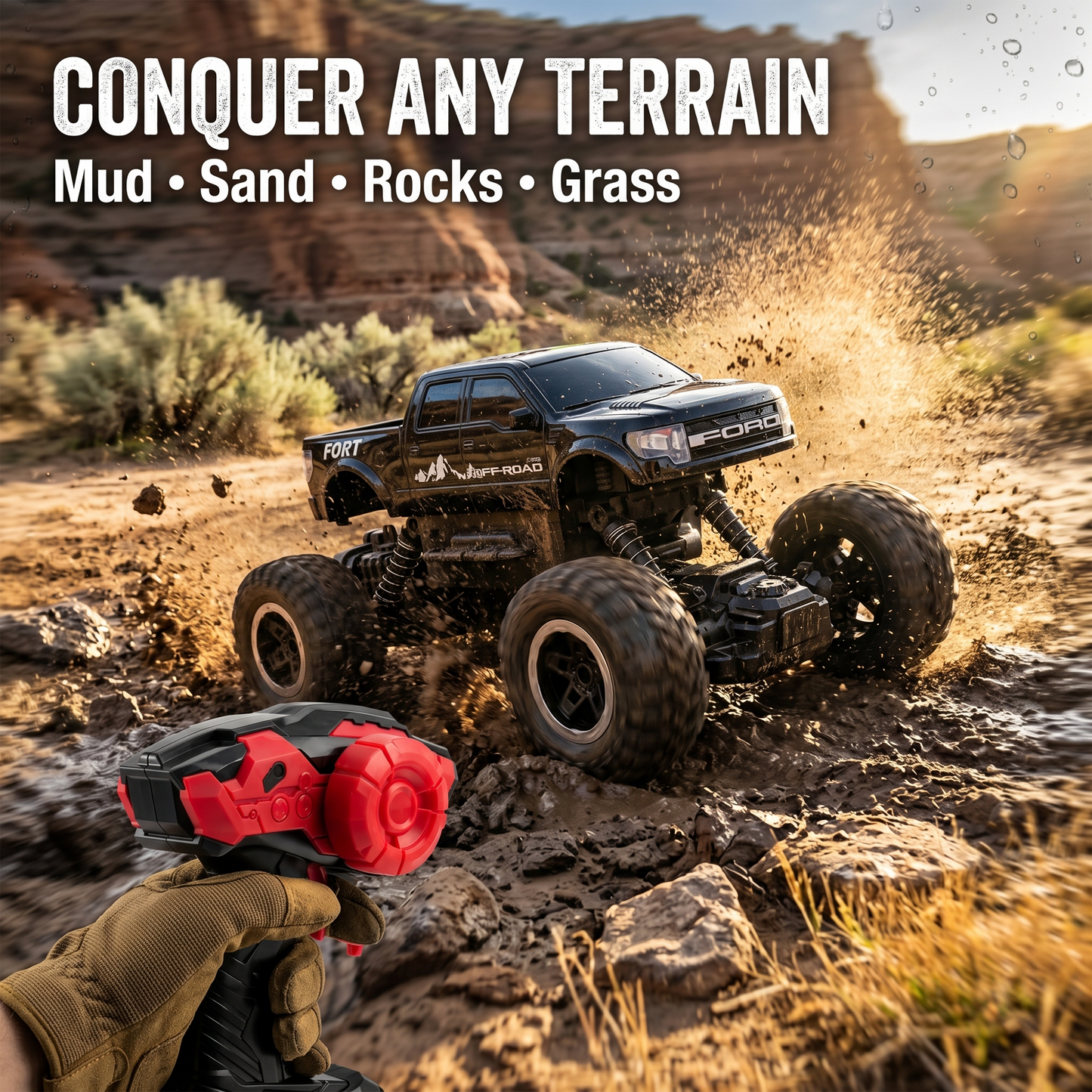 Remote Control Rock Crawler Car | Off Road RC Car | Rechargeable | 6121 (Black)