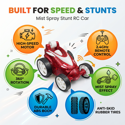Remote Control Stunt Car with Smoke Effect USB Rechargeable Drift Toy (red)