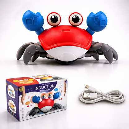 carb toyz Rechargeable Crawling Crab Baby Toys for 6 to 12 Months with Light & Sound | Sensory Interactive Moving Musical Tummy Time Activity for Babies & Toddlers | Birthday Gift for Kids Electric Toy( RED)