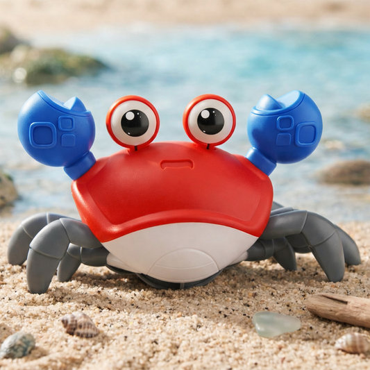carb toyz Rechargeable Crawling Crab Baby Toys for 6 to 12 Months with Light & Sound | Sensory Interactive Moving Musical Tummy Time Activity for Babies & Toddlers | Birthday Gift for Kids Electric Toy( RED)