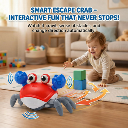 carb toyz Rechargeable Crawling Crab Baby Toys for 6 to 12 Months with Light & Sound | Sensory Interactive Moving Musical Tummy Time Activity for Babies & Toddlers | Birthday Gift for Kids Electric Toy( RED)