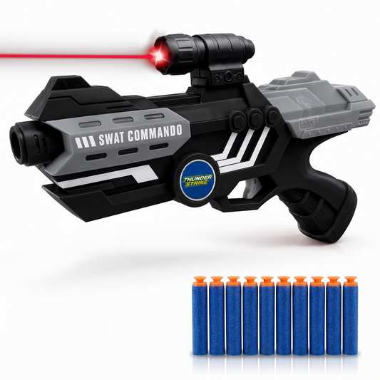116M-Bullet Gun Toy - Safe Plastic Gun with 10 Bullets, Effective Range of 40 Feet, Ideal for Kids Above 3 Years, BIS Approve- (Black)