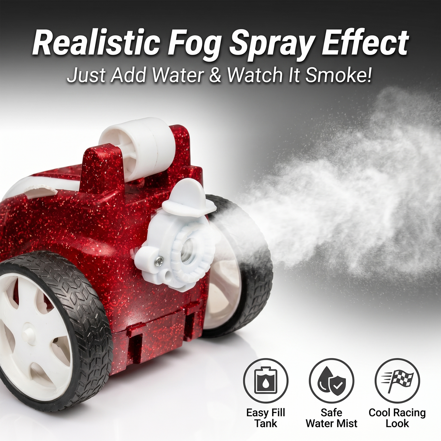 Remote Control Stunt Car with Smoke Effect USB Rechargeable Drift Toy (red)
