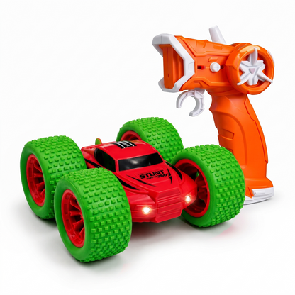 RC Thunder car Rechargeable, 360º Rotation car, Double-Sided Driving, Smoke Car, Remote Control (Red)