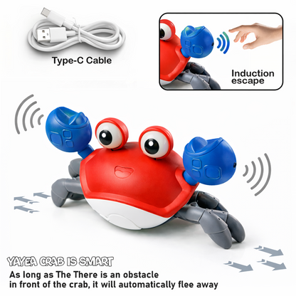 carb toyz Rechargeable Crawling Crab Baby Toys for 6 to 12 Months with Light & Sound | Sensory Interactive Moving Musical Tummy Time Activity for Babies & Toddlers | Birthday Gift for Kids Electric Toy( RED)