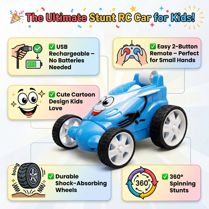Small Stunt RC Car for Kids | Rechargeable High-Speed Remote Control Car – Glassy Blue