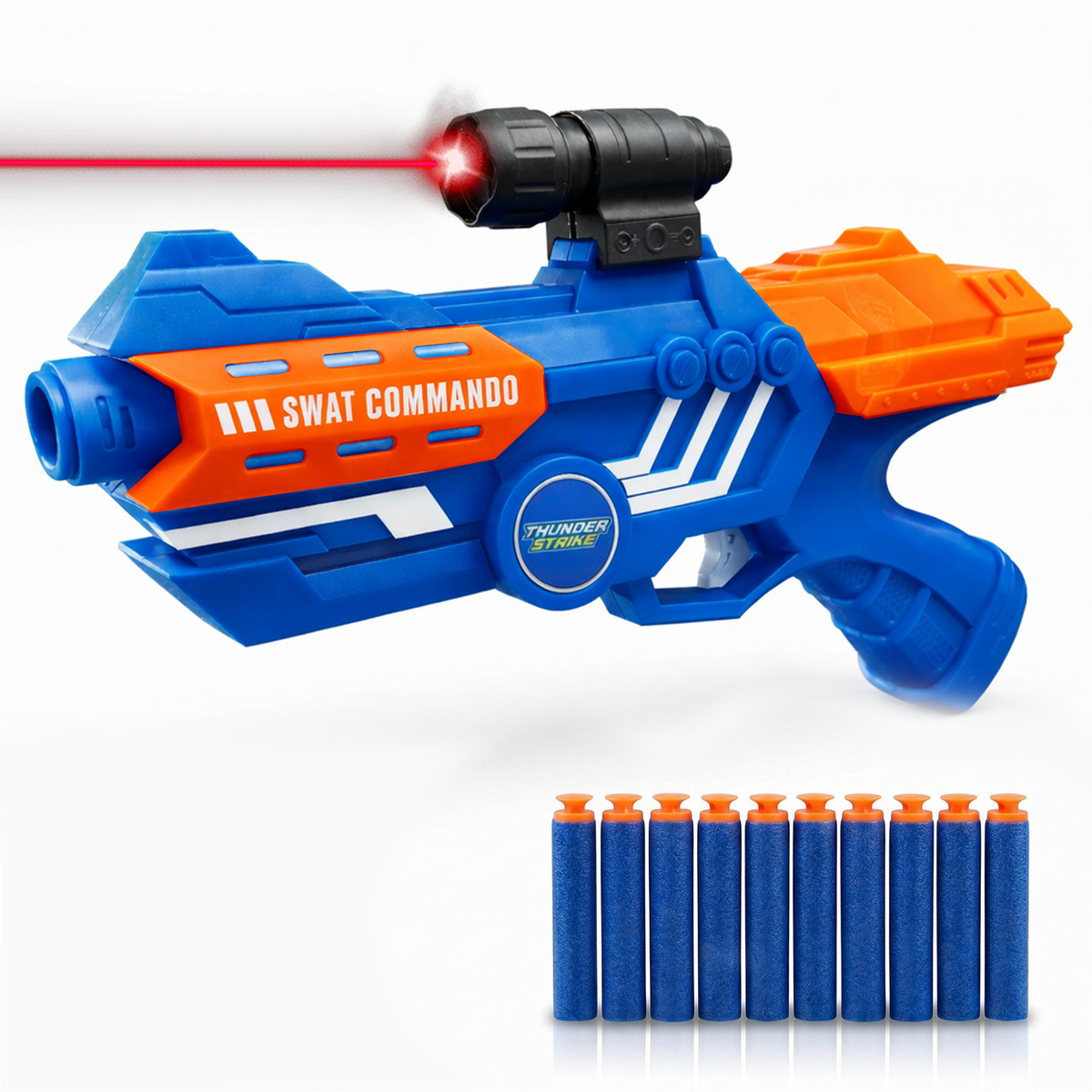 116M-Bullet Gun Toy - Safe Plastic Gun with 10 Bullets, Effective Range of 40 Feet, Ideal for Kids Above 3 Years, BIS Approve- (Blue)