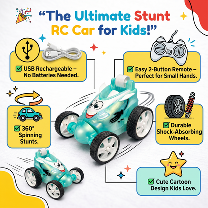 Small Stunt RC Car for Kids | Rechargeable High-Speed Remote Control Car – Glassy Aqua Blue