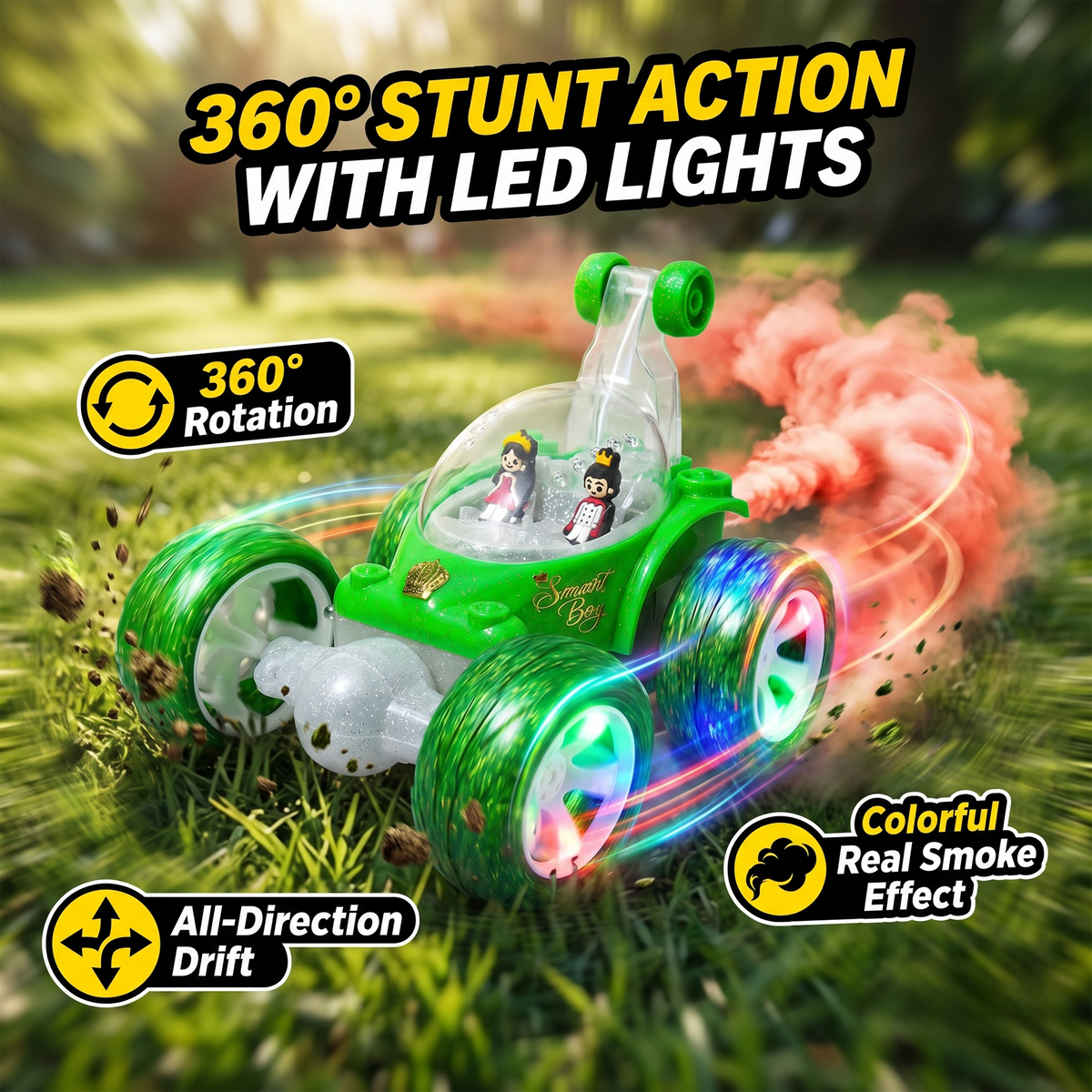 Flash RC Car for Kids | High-Speed Rechargeable Remote Control Car – Green