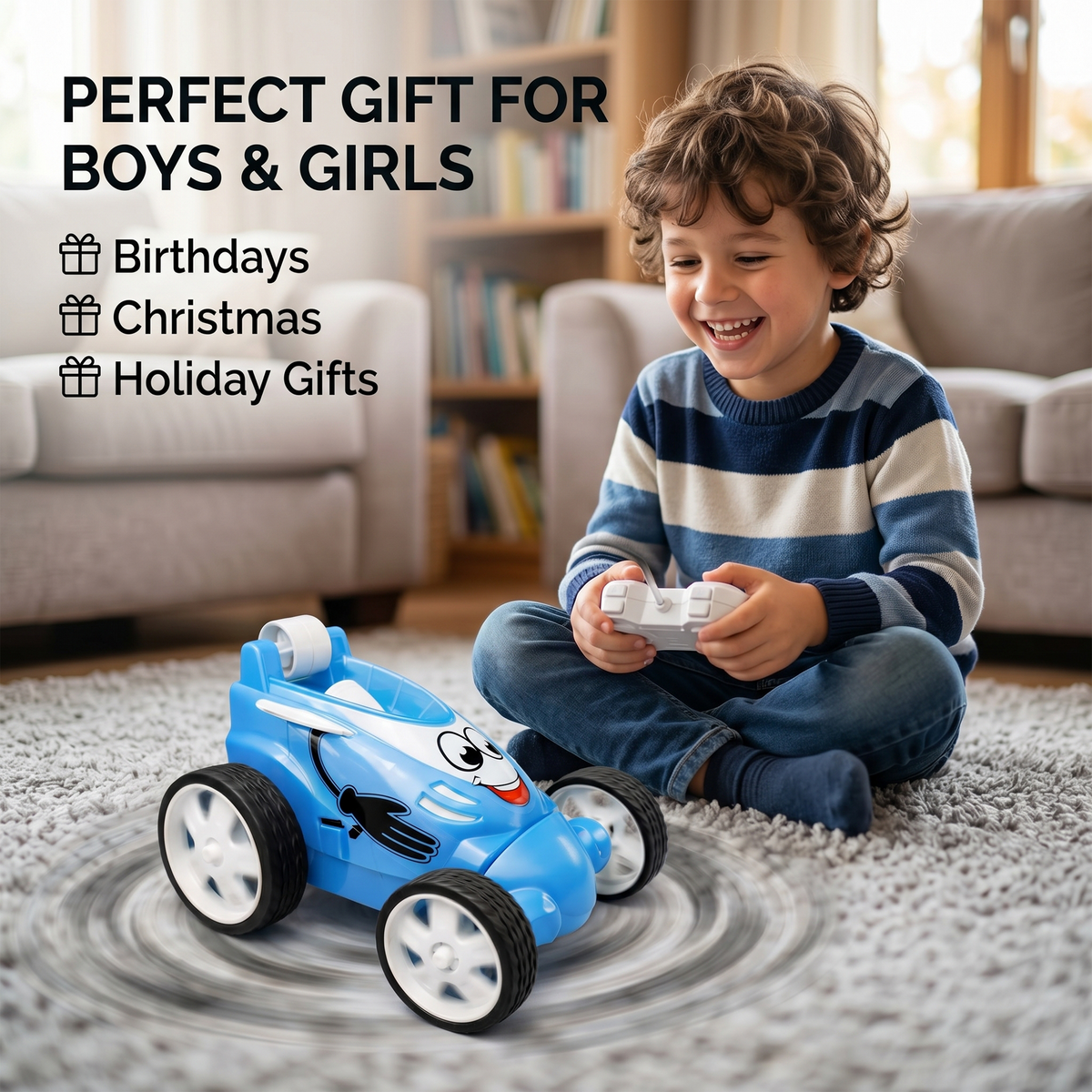 Small Stunt RC Car for Kids | Rechargeable High-Speed Remote Control Car – Glassy Blue