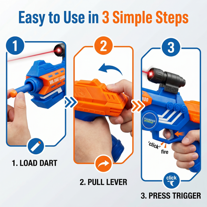 116M-Bullet Gun Toy - Safe Plastic Gun with 10 Bullets, Effective Range of 40 Feet, Ideal for Kids Above 3 Years, BIS Approve- (Blue)