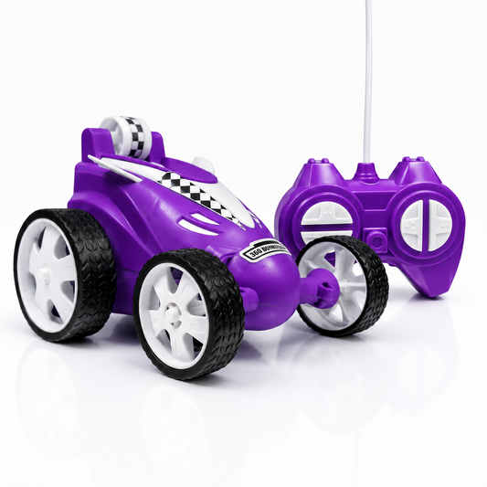 Small Stunt RC Car for Kids | Rechargeable High-Speed Remote Control Car with LED Lights – purple