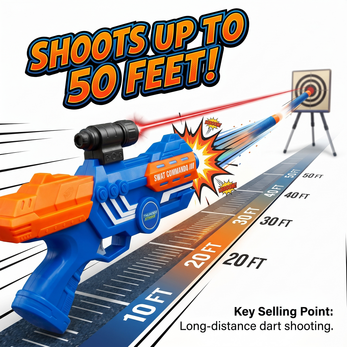 116M-Bullet Gun Toy - Safe Plastic Gun with 10 Bullets, Effective Range of 40 Feet, Ideal for Kids Above 3 Years, BIS Approve- (Blue)