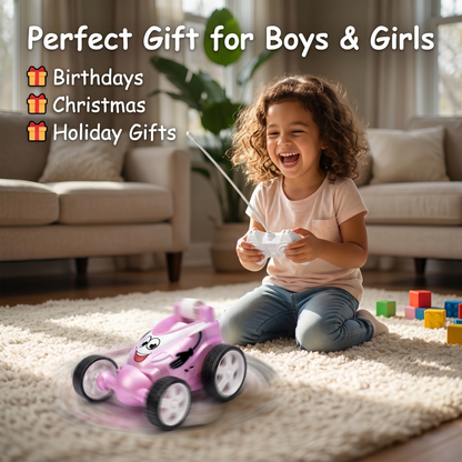 Small Stunt RC Car for Kids | Rechargeable High-Speed Remote Control Car – Glassy pink