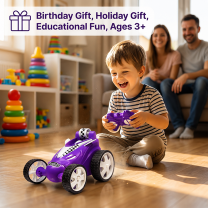 Small Stunt RC Car for Kids | Rechargeable High-Speed Remote Control Car with LED Lights – purple