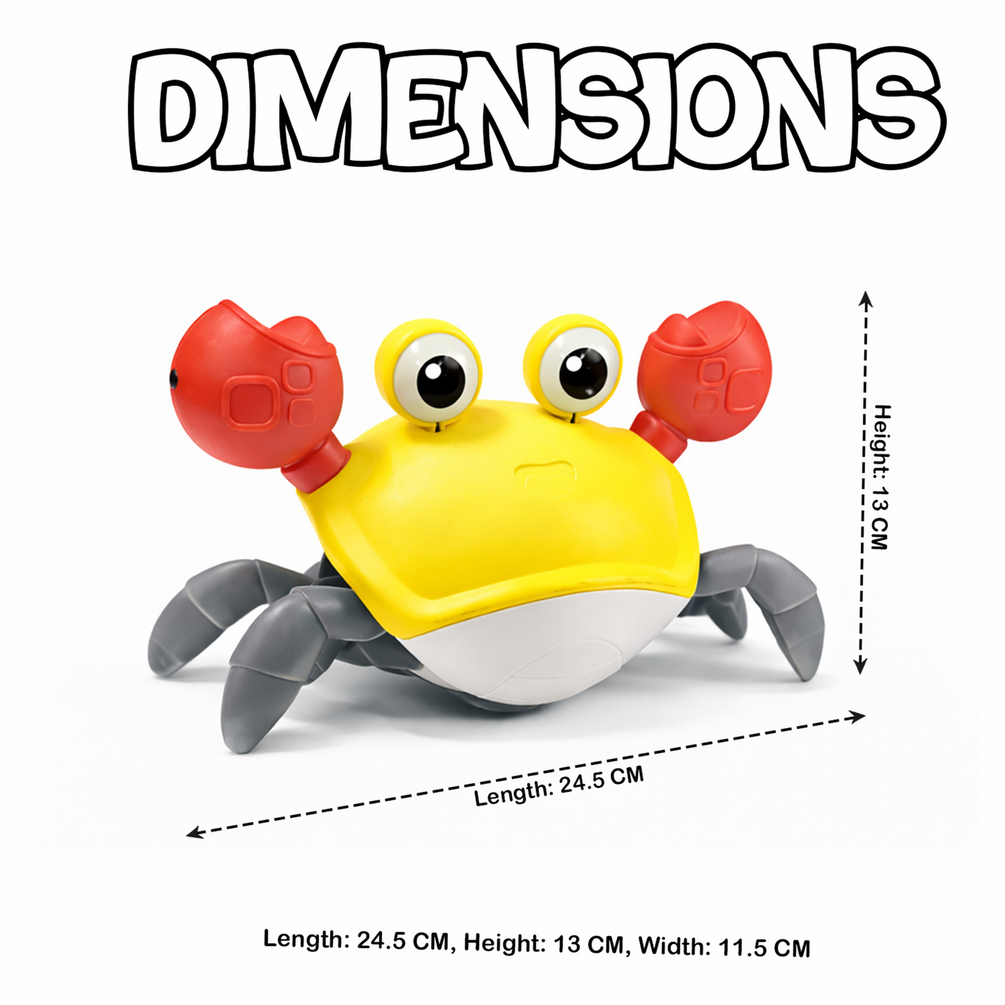 carb toyz Rechargeable Crawling Crab Baby Toys for 6 to 12 Months with Light & Sound | Sensory Interactive Moving Musical Tummy Time Activity for Babies & Toddlers | Birthday Gift for Kids Electric Toy
