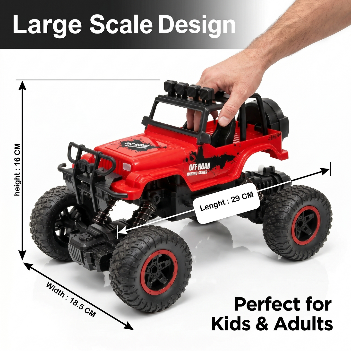 Remote Control Rock Crawler Car | Off Road RC Car | Rechargeable | 6121 (red)