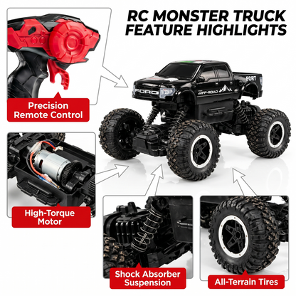 Remote Control Rock Crawler Car | Off Road RC Car | Rechargeable | 6121 (Black)