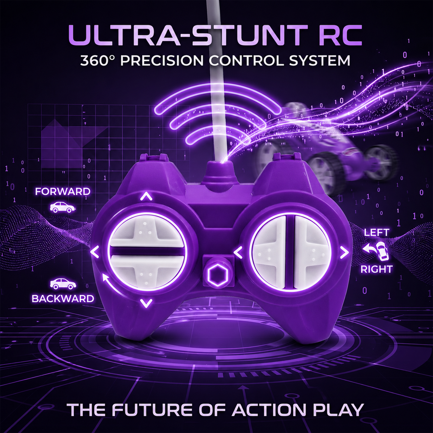 Small Stunt RC Car for Kids | Rechargeable High-Speed Remote Control Car with LED Lights – purple