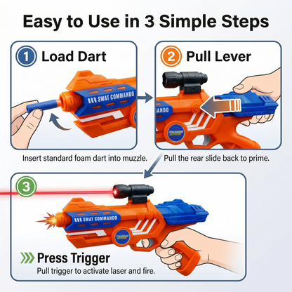 116M-Bullet Gun Toy - Safe Plastic Gun with 10 Bullets, Effective Range of 40 Feet, Ideal for Kids Above 3 Years, BIS Approve- (Orange)