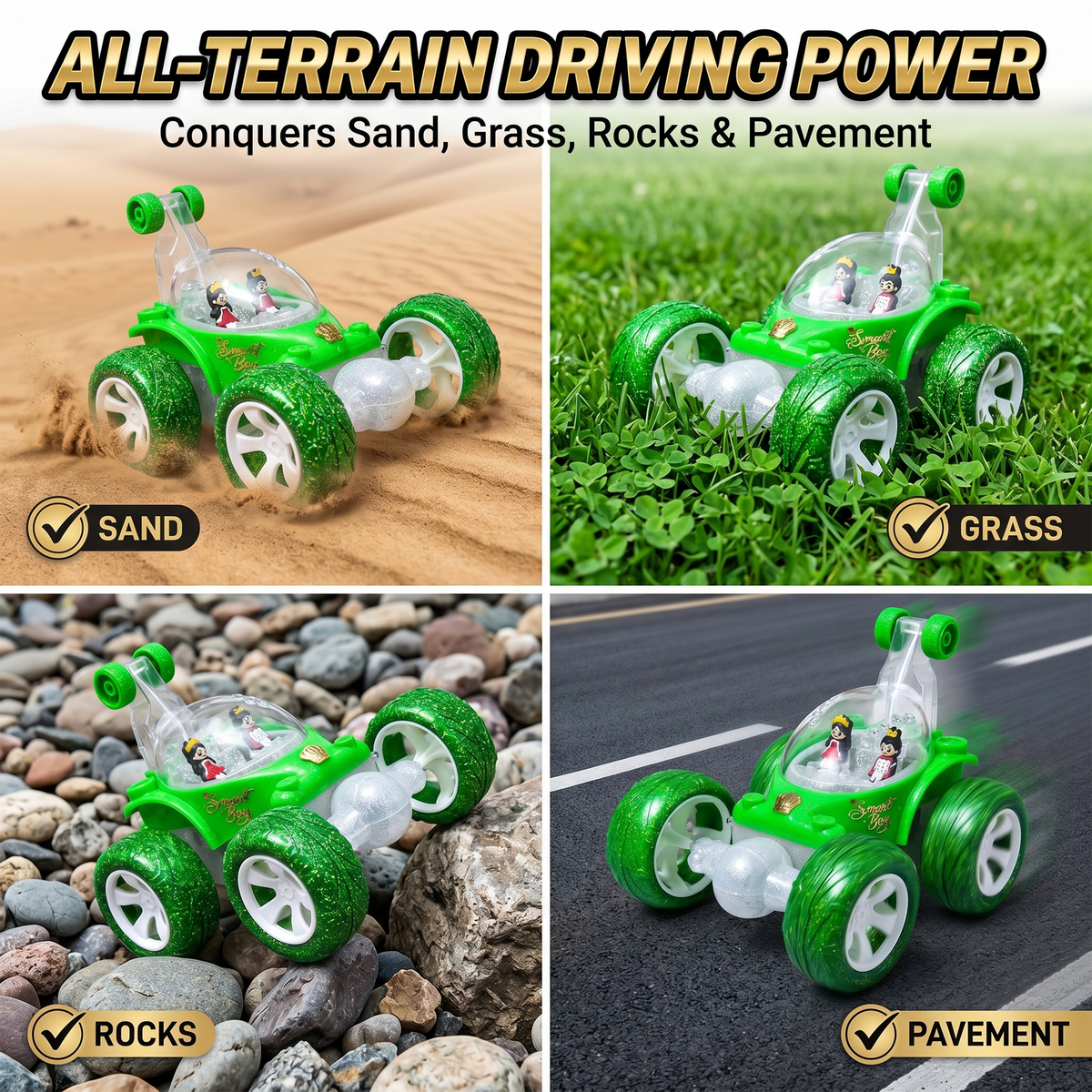 Flash RC Car for Kids | High-Speed Rechargeable Remote Control Car – Green