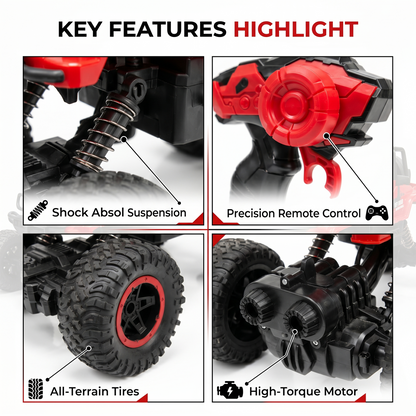 Remote Control Rock Crawler Car | Off Road RC Car | Rechargeable | 6121 (red)