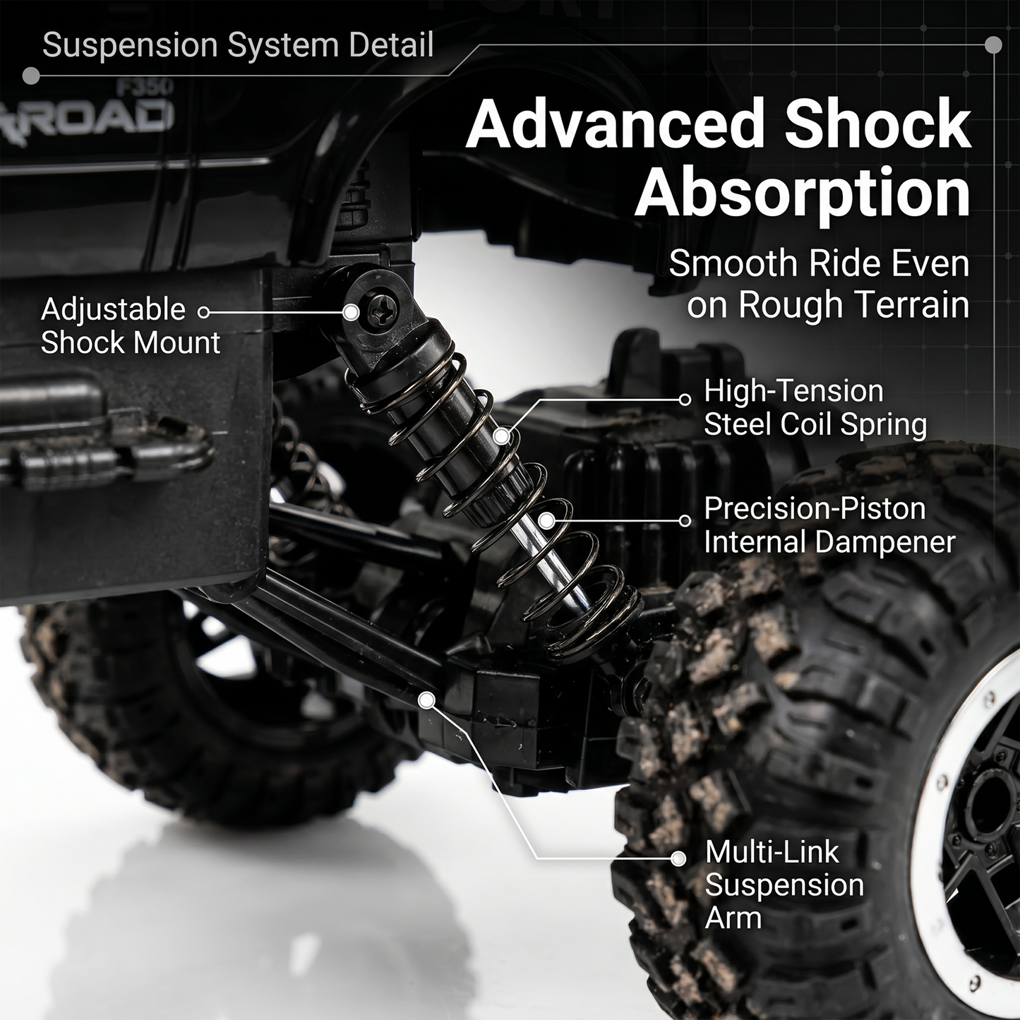 Remote Control Rock Crawler Car | Off Road RC Car | Rechargeable | 6121 (Black)
