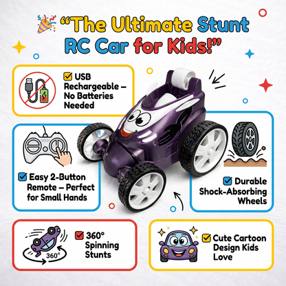 Small Stunt RC Car for Kids | Rechargeable High-Speed Remote Control Car – Glassy Purple