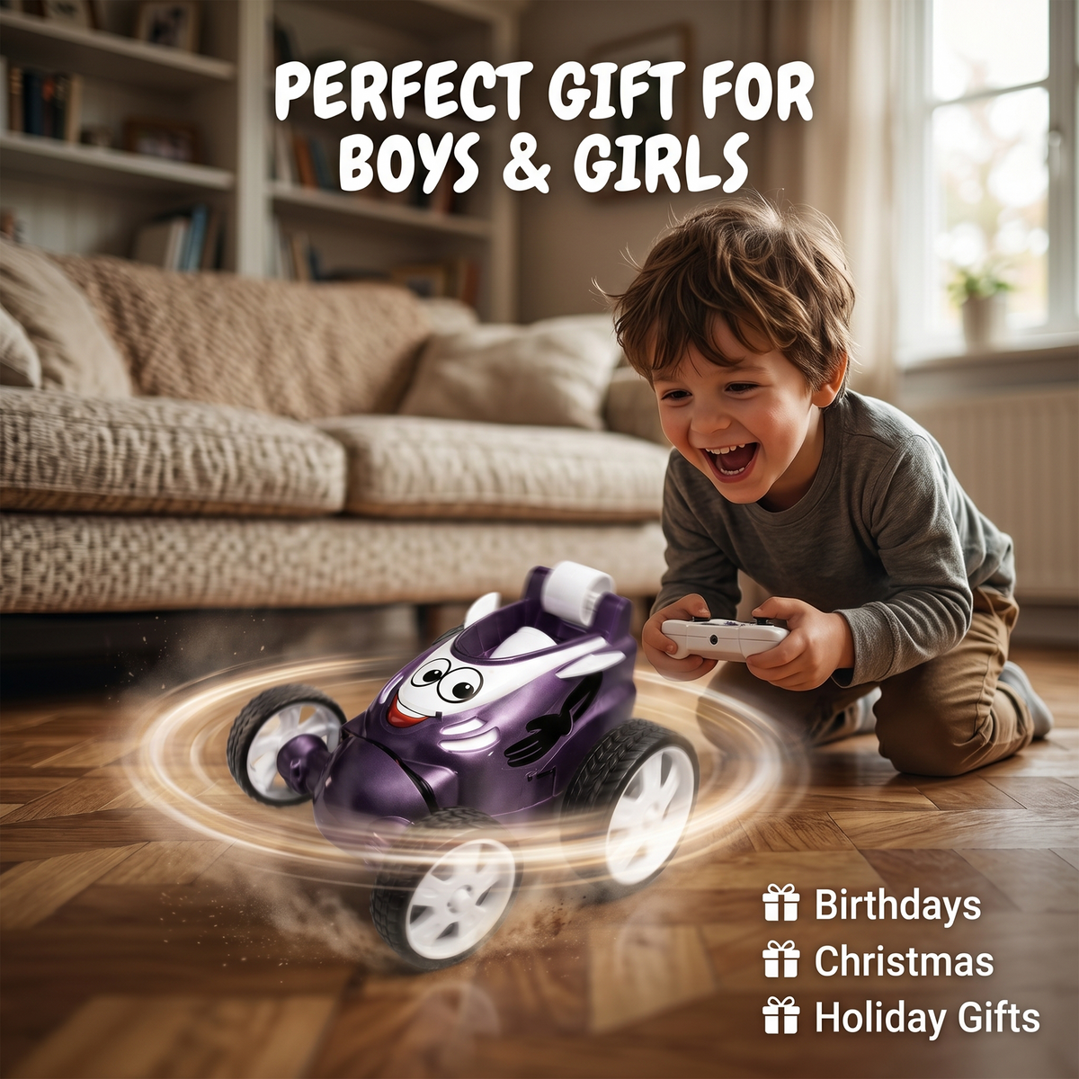 Small Stunt RC Car for Kids | Rechargeable High-Speed Remote Control Car – Glassy Purple