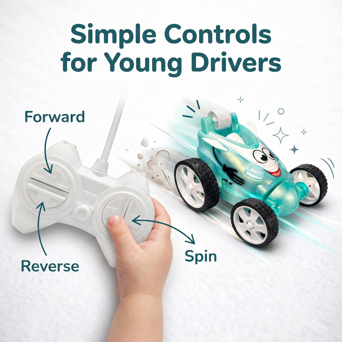 Small Stunt RC Car for Kids | Rechargeable High-Speed Remote Control Car – Glassy Aqua Blue