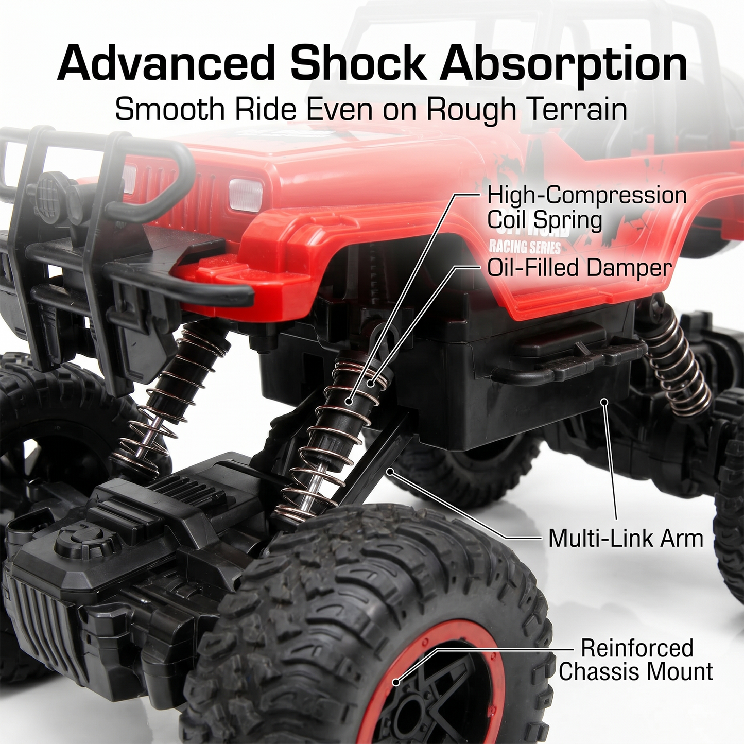 Remote Control Rock Crawler Car | Off Road RC Car | Rechargeable | 6121 (red)