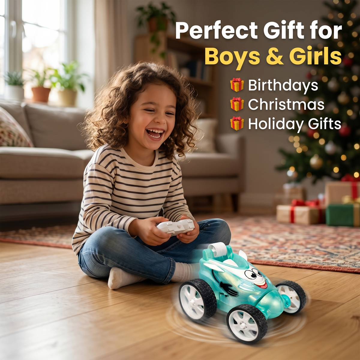 Small Stunt RC Car for Kids | Rechargeable High-Speed Remote Control Car – Glassy Aqua Blue