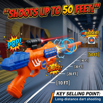 116M-Bullet Gun Toy - Safe Plastic Gun with 10 Bullets, Effective Range of 40 Feet, Ideal for Kids Above 3 Years, BIS Approve- (Orange)