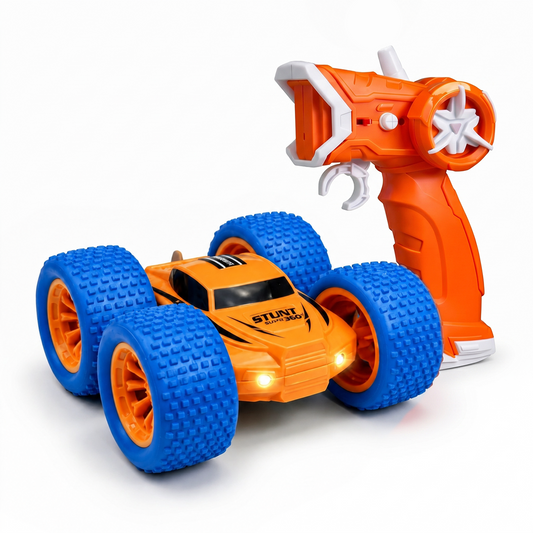RC Thunder car Rechargeable, 360º Rotation car, Double-Sided Driving, Smoke Car, Remote Control (orange)
